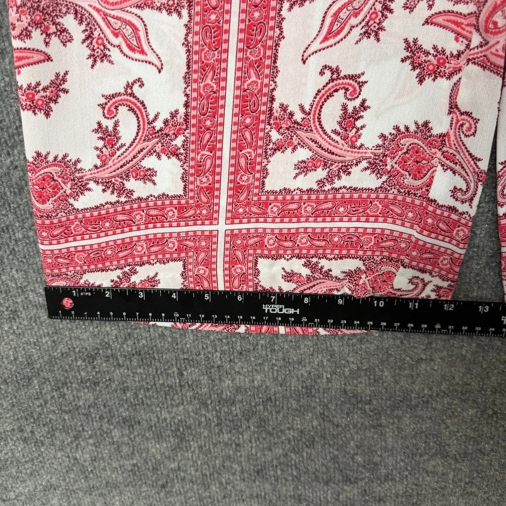 Michael Michael Kors Pants Womens Large Pink Print Wide Leg Crop Palazzo Pull On